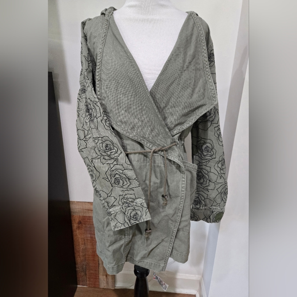 LuLaRoe Olive Floral Trench Coat